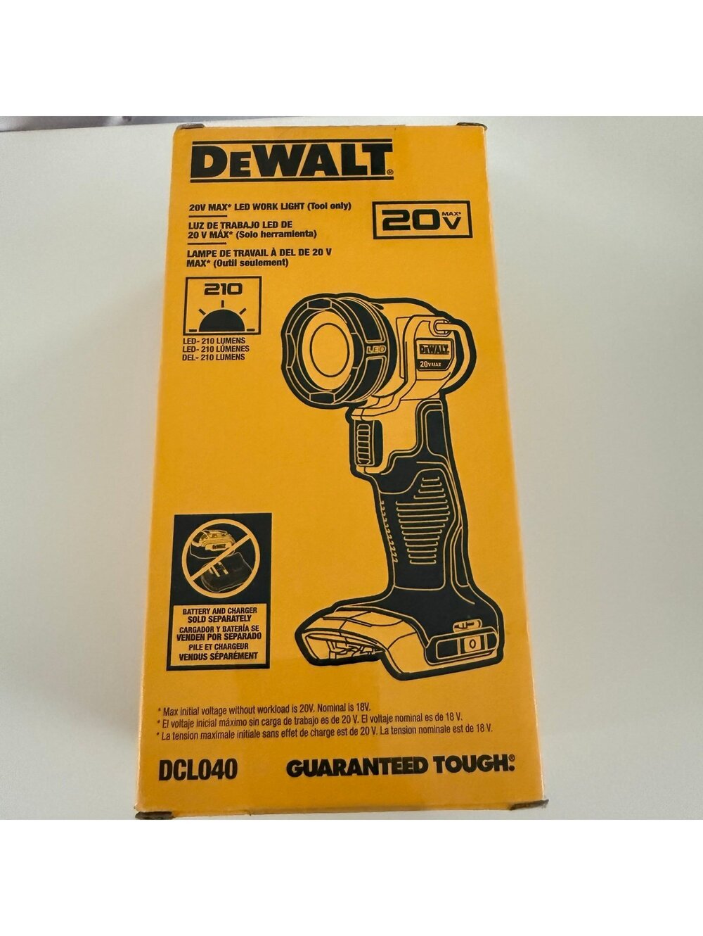 Dewalt 20V MAX" LED WORK LIGHT (Tool only)